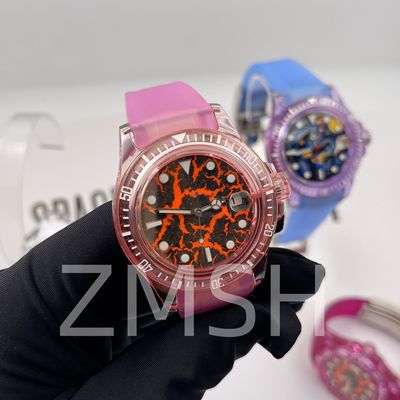 Laboratuvarda yetiştirilen Sakura Pembe Sapphire Saat Kutusu Lüks Çizik Direnci