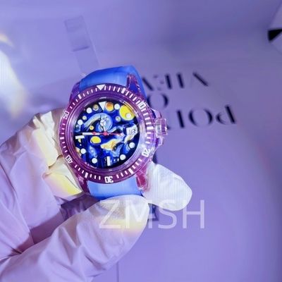 Laboratuvarda yetiştirilmiş gri-mor safir saat kasası özel yapısı lüks kazıklara dayanıklı